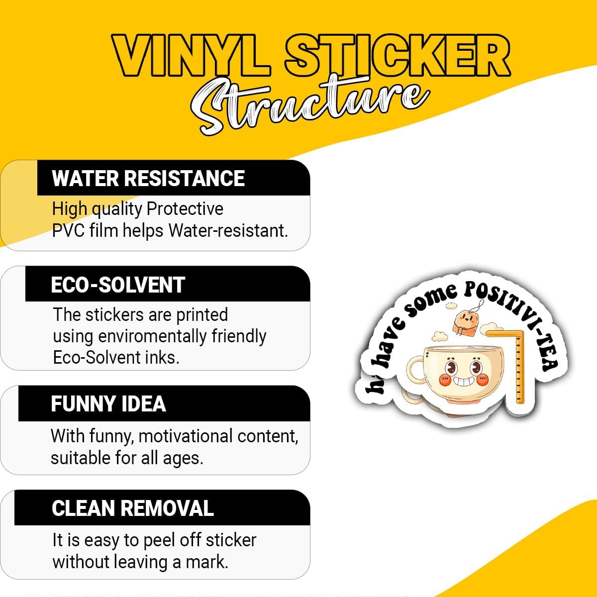 (3pcs-3in) Tea Positivity Sticker Stickers Inspirational Tea Quote Gift Set image 3