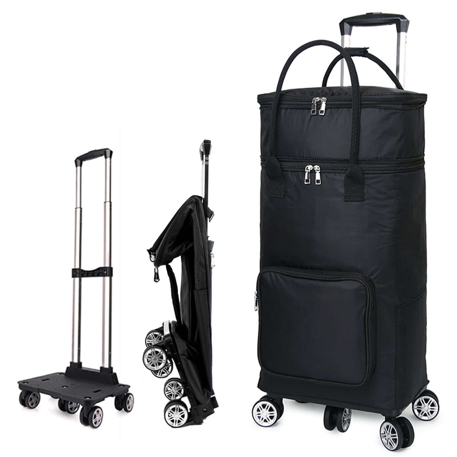 in Shopping Cart with Wheels, Foldable Shopping Trolley with Insulation  Bag, 65L Utility Dolly Grocery Cart Hand Truck for Groceries, Moving