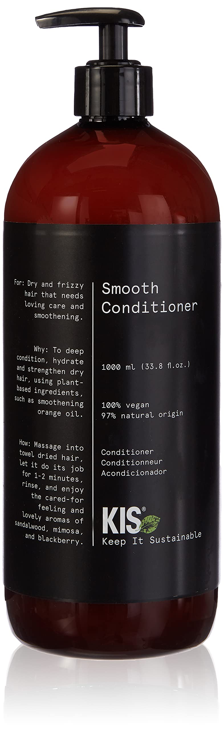 KISGreen Smooth Conditioner 1000 ml Dry & Frizzy Hair 100% Vegan Formula Sulphate with Soothing Orange Oil