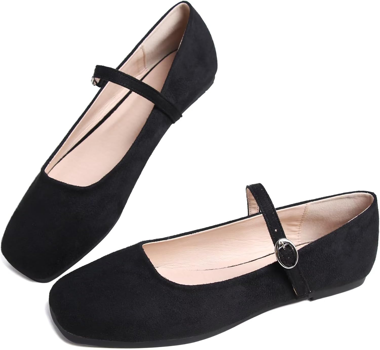 TN TANGNEST Women's Leather Flats Comfortable Square Toe Dress Flats Retro Soft Mary Jane Flats - Image 2