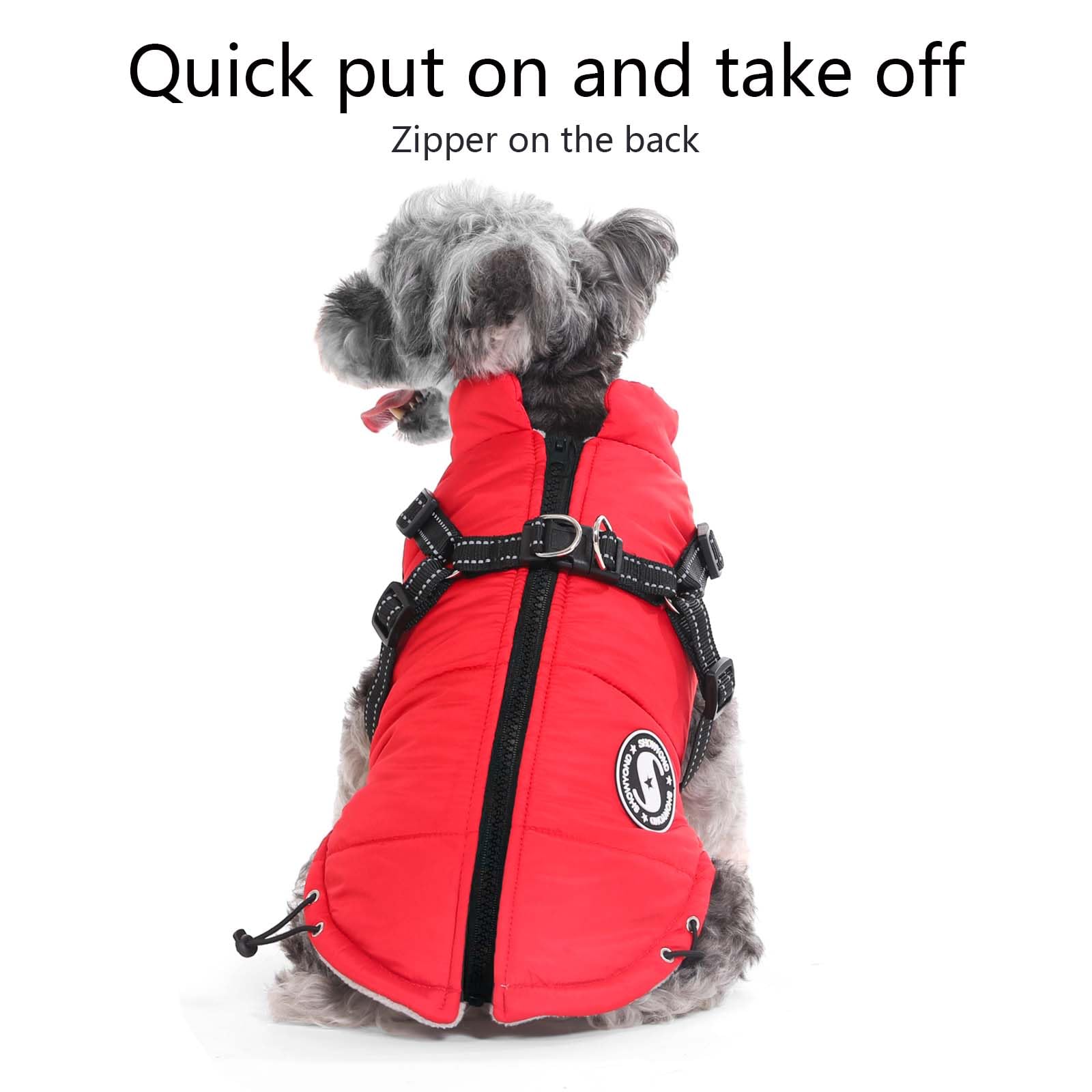 showyond Dog Coats Waterproof Winter Warm Zip Up Dog Coat with Harness Jacket for Puppy Small Medium Large Dogs - Image 2