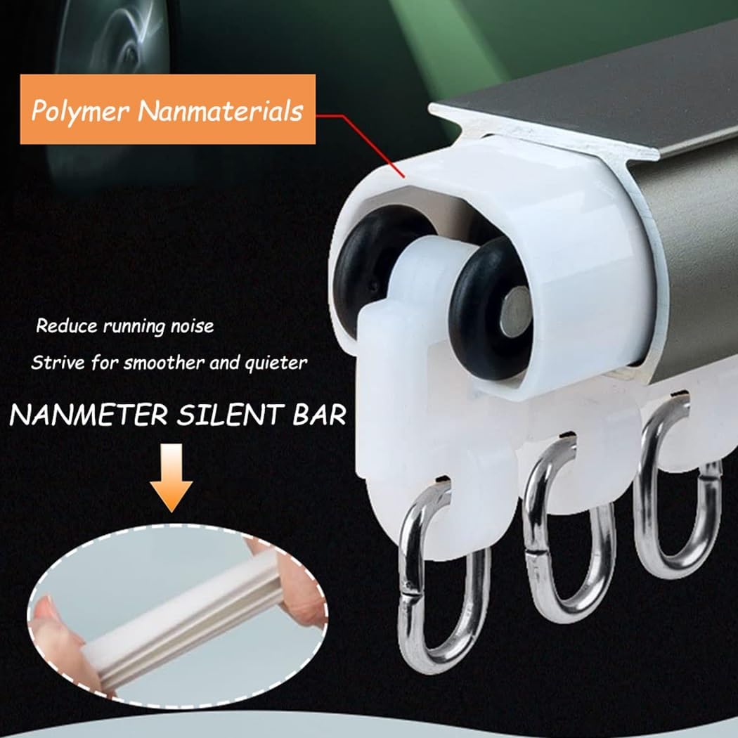 Double Track Curtain Track System, Ceiling & Wall Mount Room Divider Rod, Aluminum Alloy, 18FT(550CM), Includes Accessories, Gray - Ideal for Home Decor & Space Management