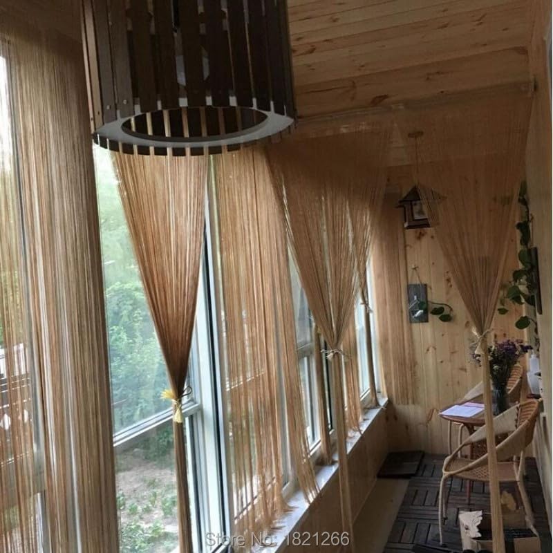 fadenvorhang 3 x 2,6 m Lange Fadenvorhänge im Wohnzimmer, Trennlinie, Volant for Fenster, einfarbig, Hochzeitsfeier-Dekorationsvorhang für die Heimdekoration(Green,3x2.6m)