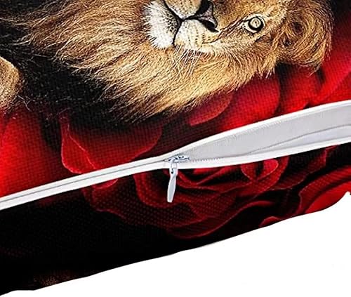 Miniatura 5 de Juego de funda de edredón de rosa de león, tamaño matrimonial, juego de ropa de cama de 3 piezas con estampado floral de animales para niños,