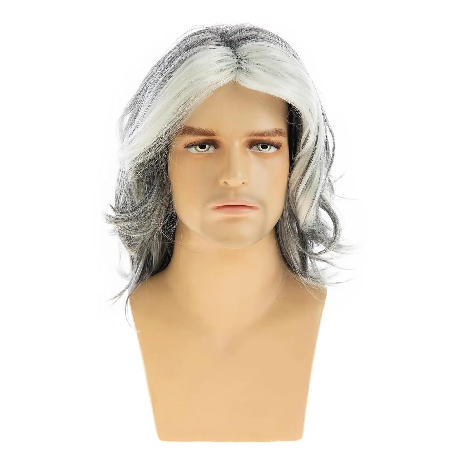 Parrucca da uomo 1pc grigia lunga dritta sintetica resistente al calore for cosplay