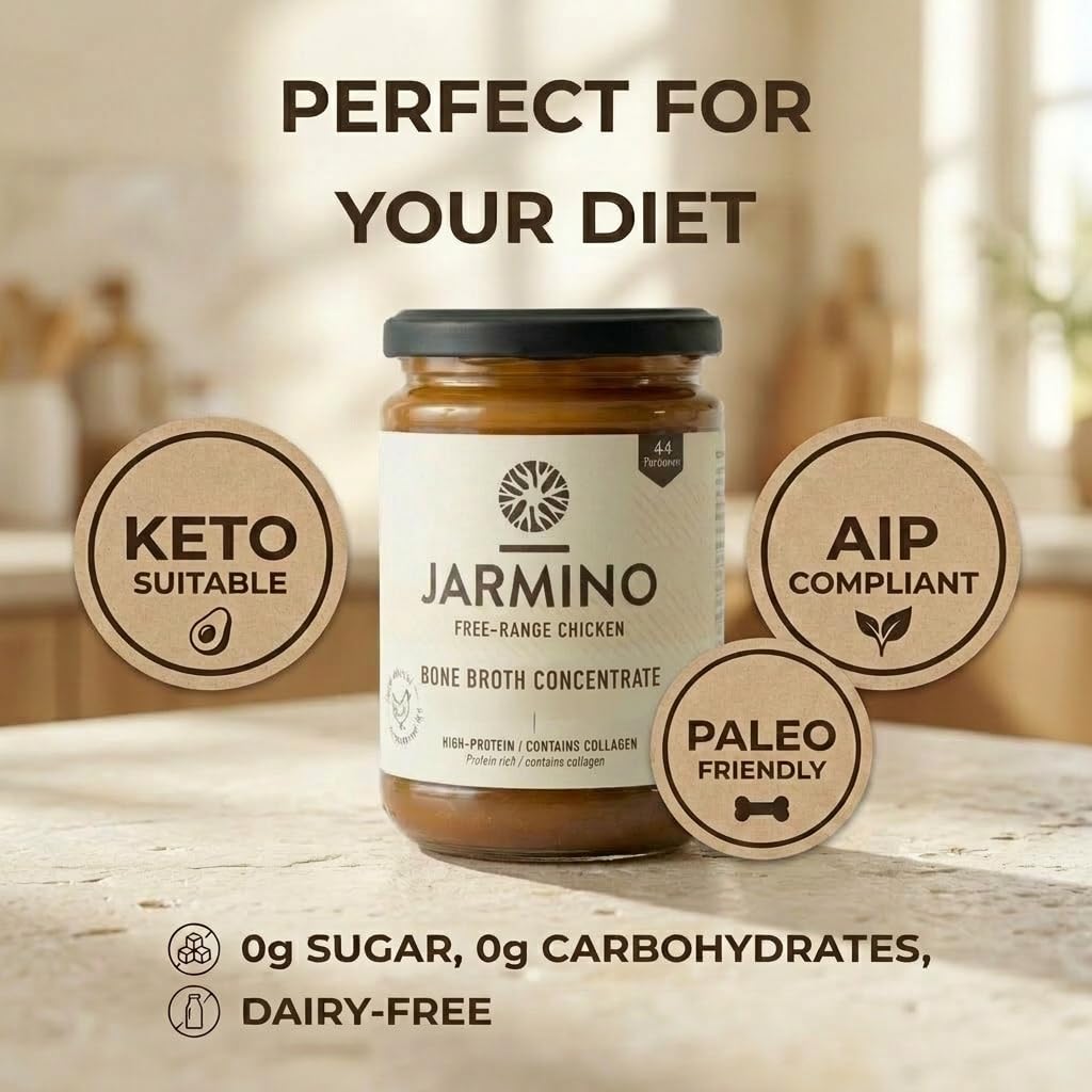 JARMINO Bio Knochenbrühe Konzentrat Bundle – Huhn & Rind, 2er Pack (200g & 220g) – Kollagenreich, Freiland & Grasgefüttert, Keto, Paleo, Natürliche Proteine & Aminosäuren