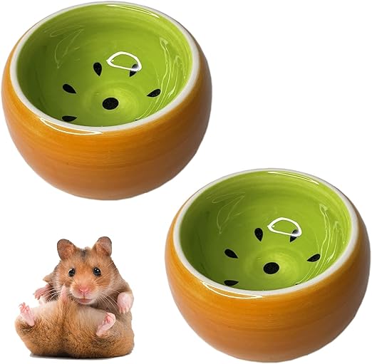 Hamster Bowl, Ceramic Guinea Pig Water Bowl Small Animal Food Dish for Syrian Hamster Rabbit Gerbil Chinchilla Hedgehog Sugar Glider Rat (2 Pcs)