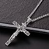 Sperrins Men's Steel Jesus Christ Crucifix Cross Pendant Necklace with in Rope Chain Vintage Pendant Male Vintage Silver #1