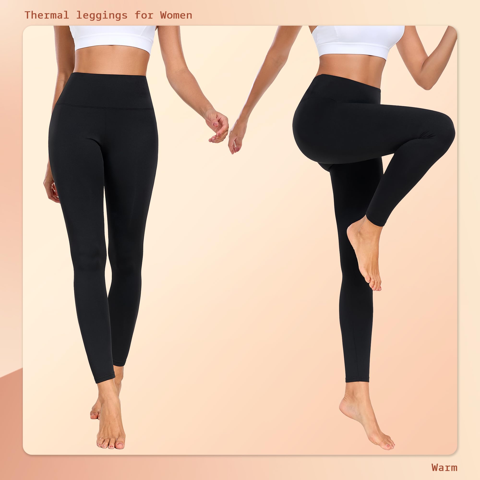 BENNIES Leggings Termici Donna Palestra Pantaloni Sportivi Pantacollant Inverno Leggins Contenitivi Modellanti Push up Abbigliamento Yoga Running Nero