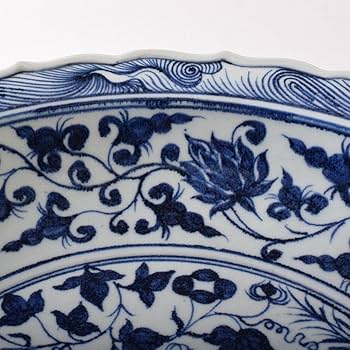 中国　青花　山水麒麟文盤　大皿　輪花皿　直径約41㎝　V　7324C Amazon.co.jp: 中国 青花 山水麒麟文盤 大皿 輪花皿 直径約41