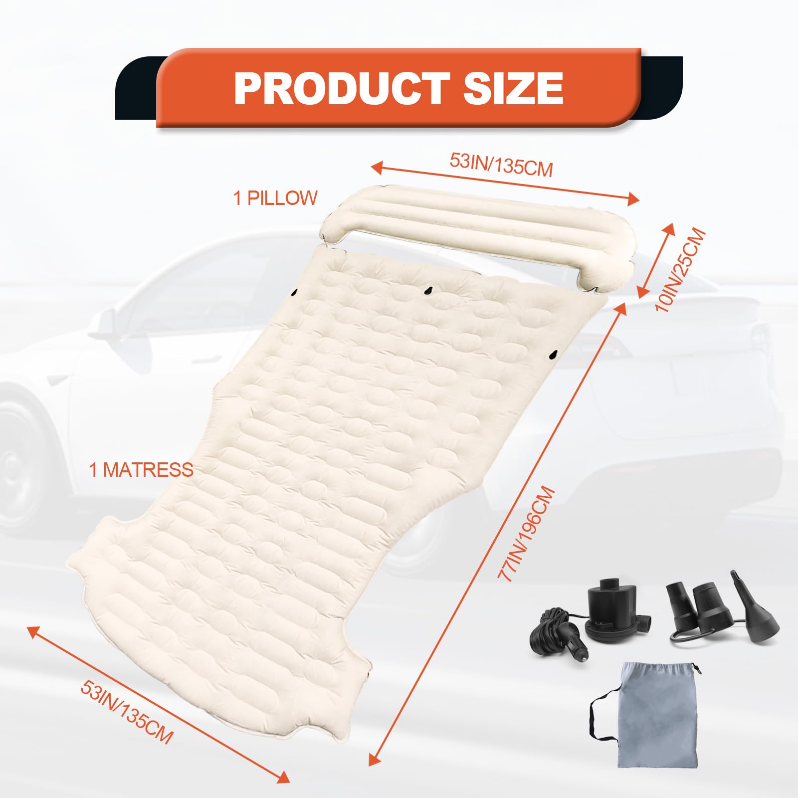 RBOKO Compatible with Tesla Model Y Mattress, Inflatable Camping Mattress with Electric Air Pump and Headrest Sleeping Pad, Compatible with Tesla Model Y 2023 2022 2021 2020 Travel Accessories.