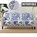 Great Bay Home Reversible Patchwork Sofa Cover - Washable Slipcover Furniture Protector with Elastic Straps - Couch Cover for Dogs, Kids, and Pets - Box-Stitched Detail (Sofa, Navy)