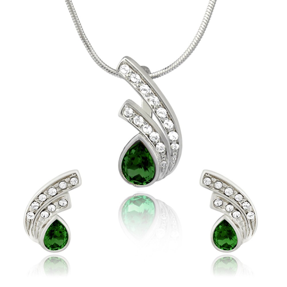 Mahi Green Peacock Feather Rhodium Plated Pendant Set for Women NL1104106RGre (B00RVPU66A) Amazon Price History, Amazon Price Tracker