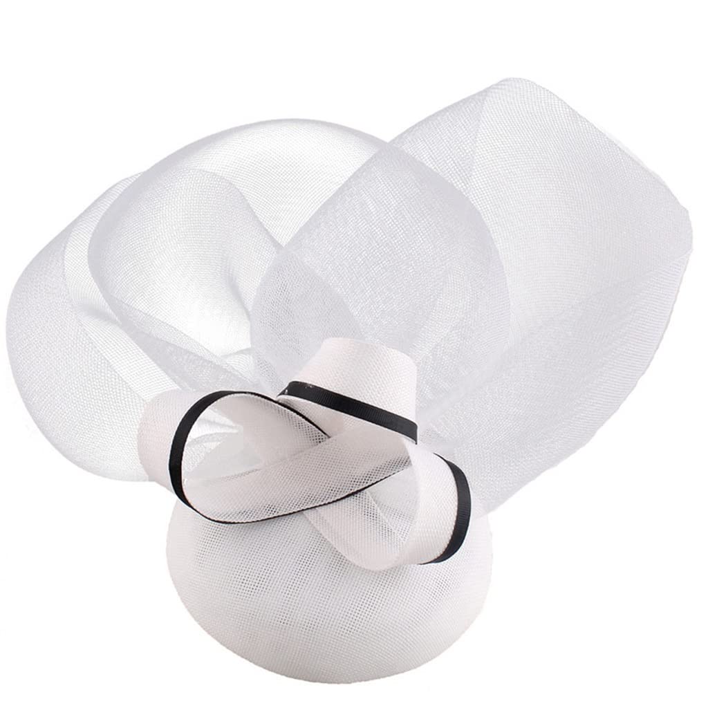 Biała siatka ślubna fascynator ślubny kapelusz dla eleganckich kobiet panie pokaż imprezowe nakrycia głowy spinki do włosów akcesoria do włosów (jednokolorowe 16 cm)