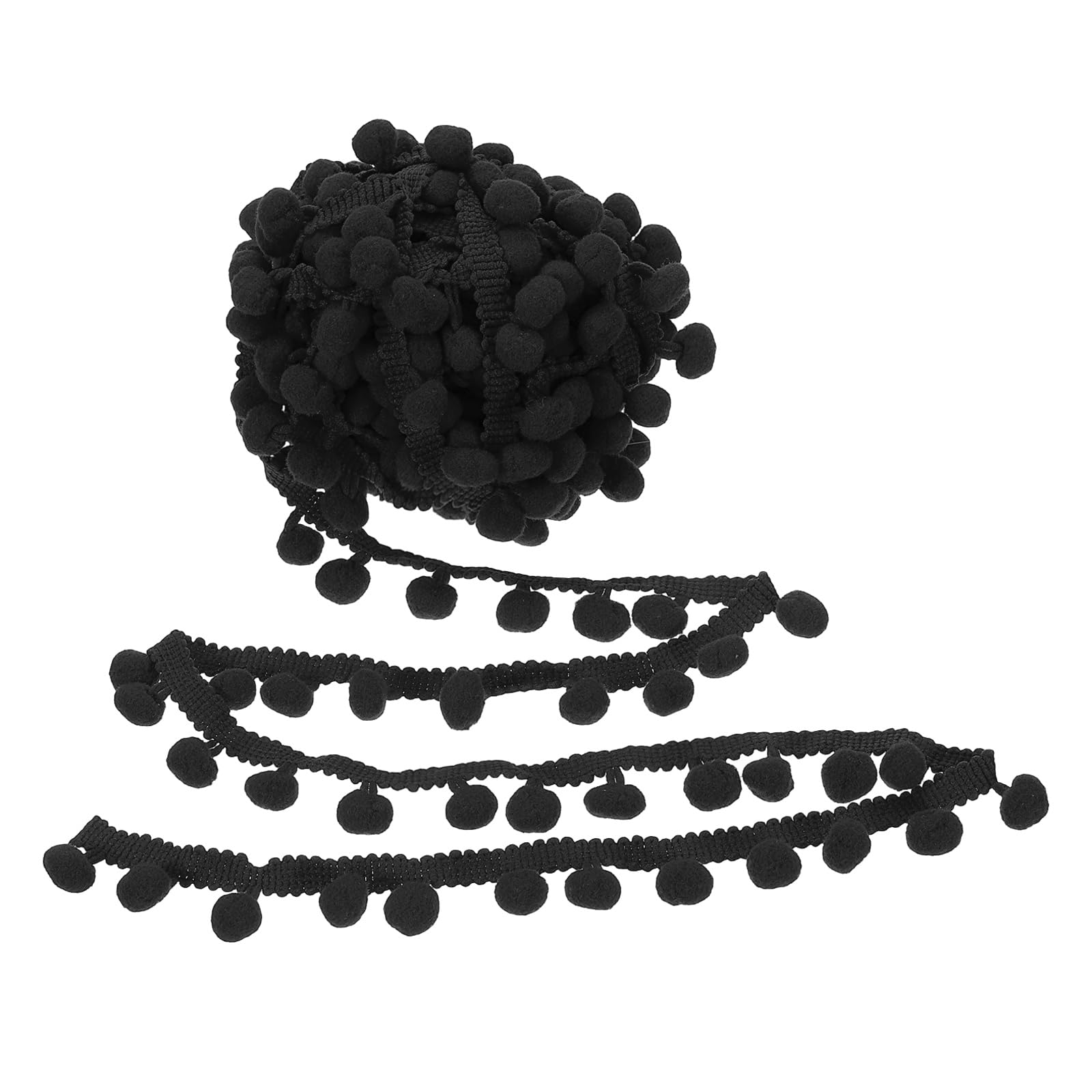 PATIKIL 10 Yard x 1 Inch Pom Pom Ball Fringe Trim, 1 Roll Embroidered Pompoms Trim Ribbon Mini Ball Tassel Lace Accessory for Sewing DIY Crafts Home Curtain Decoration, Black