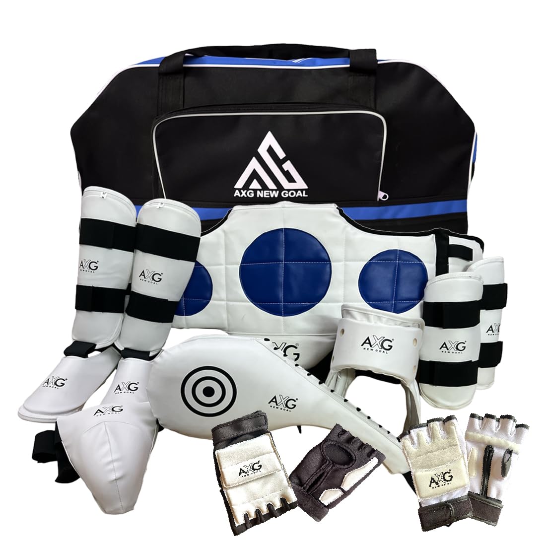 axg new goal AXG Ultimate Complete Taekwondo Kit with Duffel Cum Backpack(Medium) Age 9 to 15 yrs Boxing Kit-picture-17