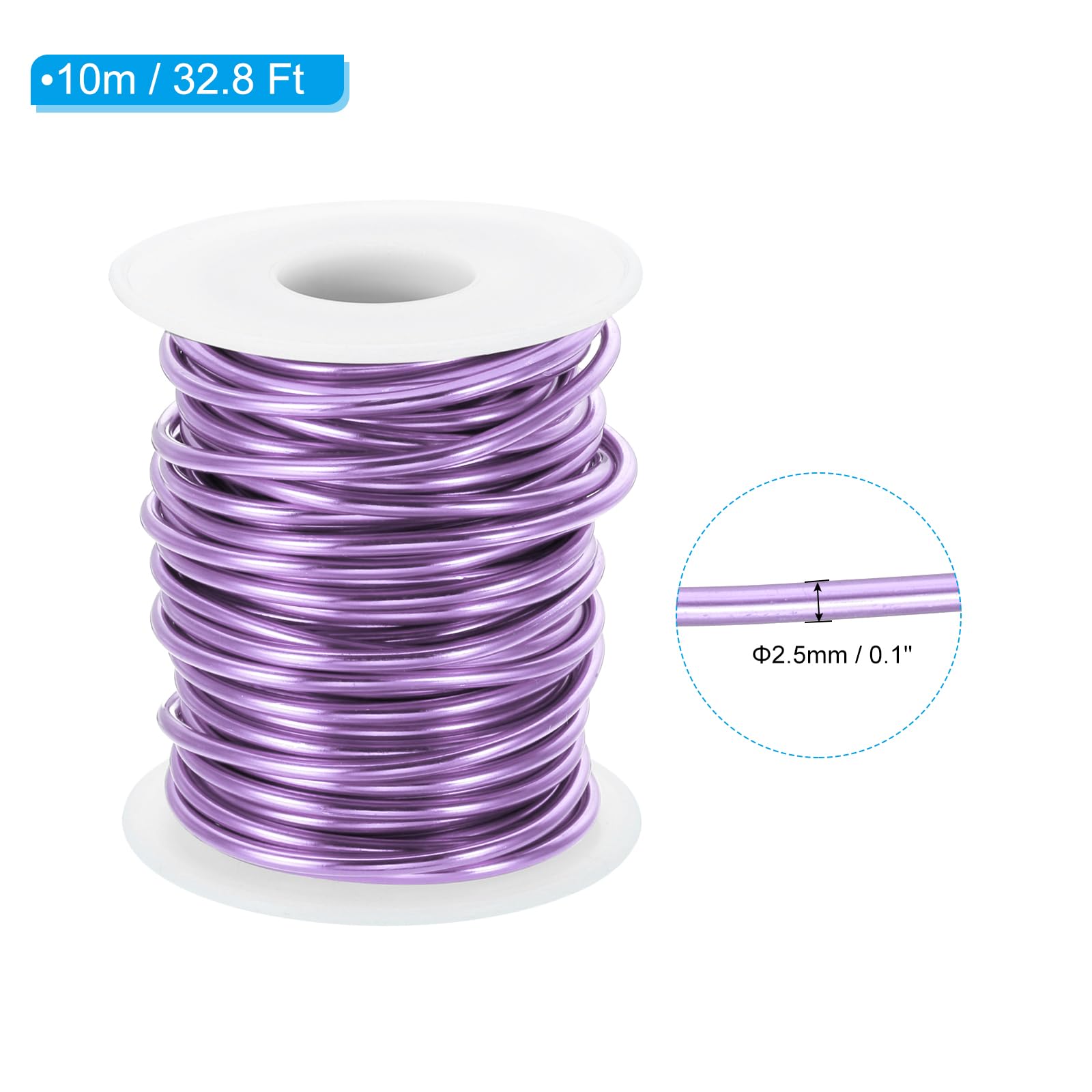 PATIKIL 10 Gauge 2.5mm Aluminum Craft Wire, 32.8 Ft Metal Wire Armature Bendable Wire for Jewelry Making Metal Wrap DIY Light Purple - Image 2