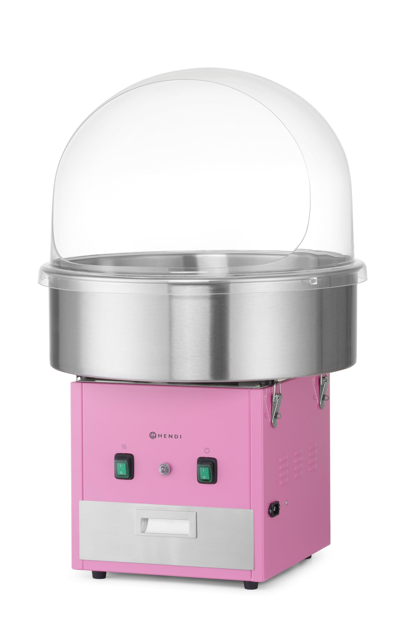 HENDI Machine à barbe à papa électrique professionnelle, 220–240V, 50Hz, 1130W, 520x520x(H)503mm, acier inoxydable, rose
