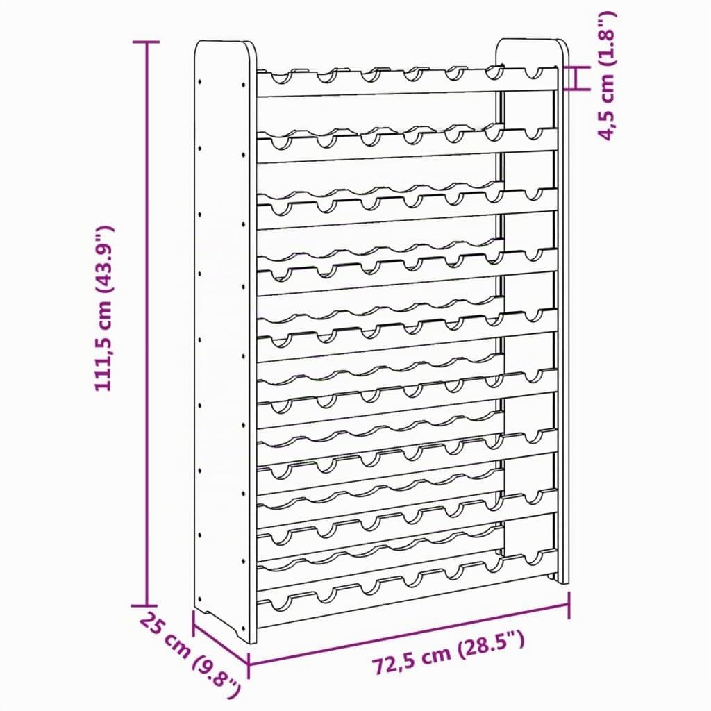 vidaXL Casier à vin 72,5x25x111,5 cm Bois de pin Massif