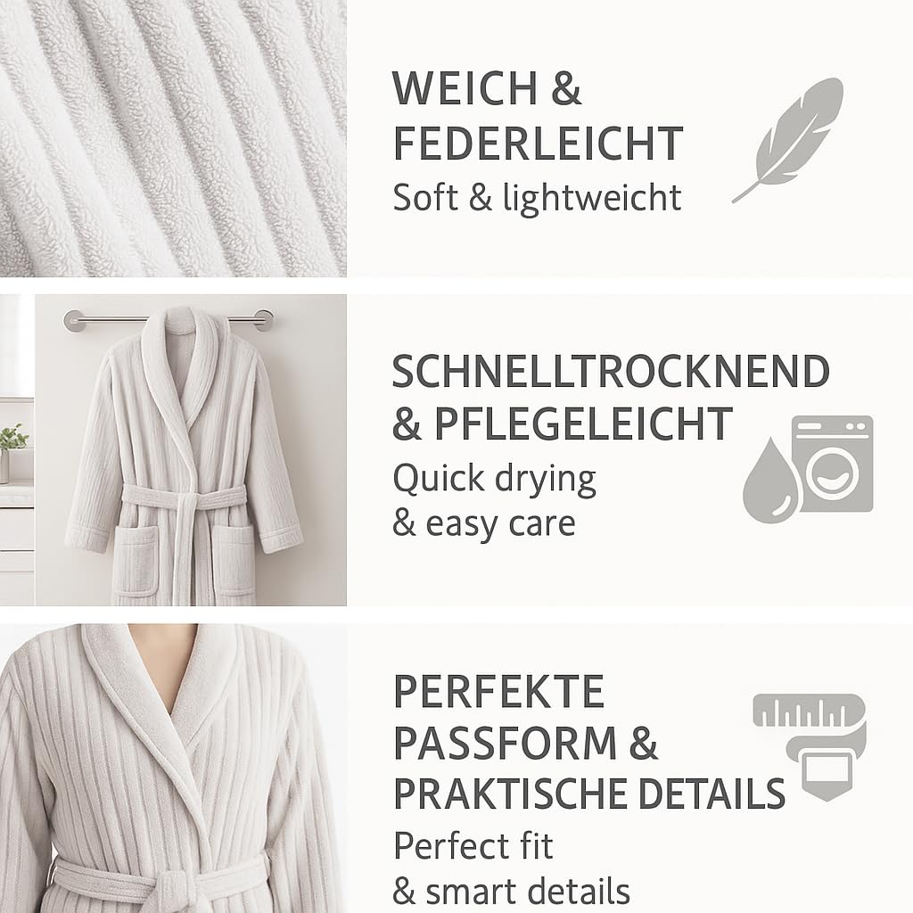 Betz Mikrofaser Bademäntel für Herren und Damen - Saunabademantel - langer Bademantel - Saunamantel mit Kapuze - MALMÖ
