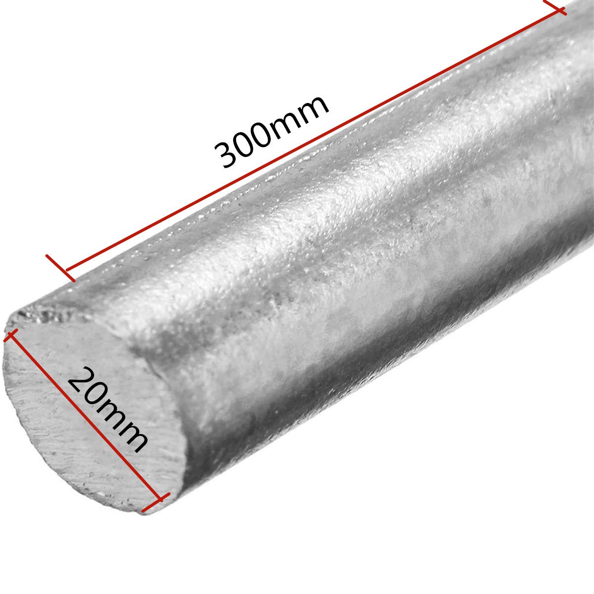 Barre ronde solide de tiges de zinc, tiges de zinc marine de haute pureté for utilisation en laboratoire, longueur 300 mm, 25 mm(Size:20mm)