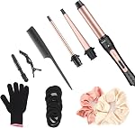 JAETON Ensemble de baguettes en fer de curling, baguettes de curling des cheveux Barrel en céramique interchangeable, Curler de cheveux double tension pour court & Cheveux longs (petit)