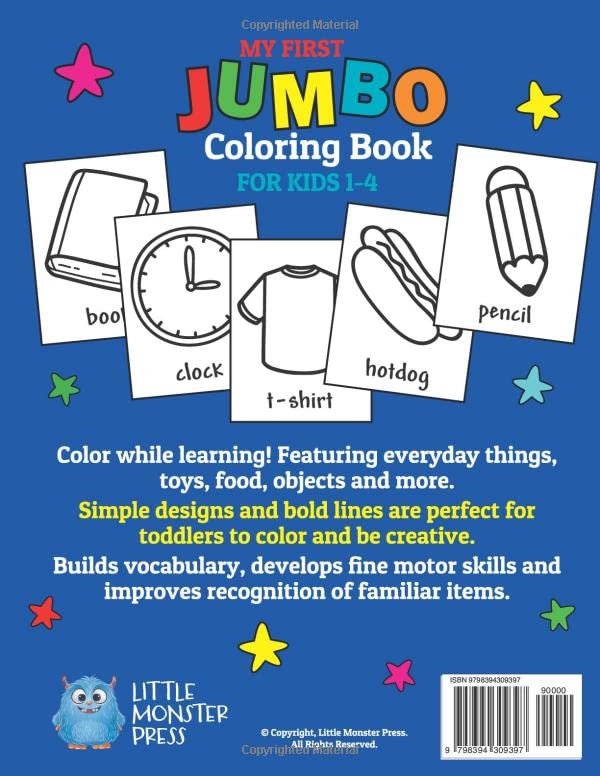My First JUMBO Coloring Book for Toddlers: Easy, Large, Fun Coloring Pages with Words for Kids, Preschool, Early Learning, Ages 1-4 image 3