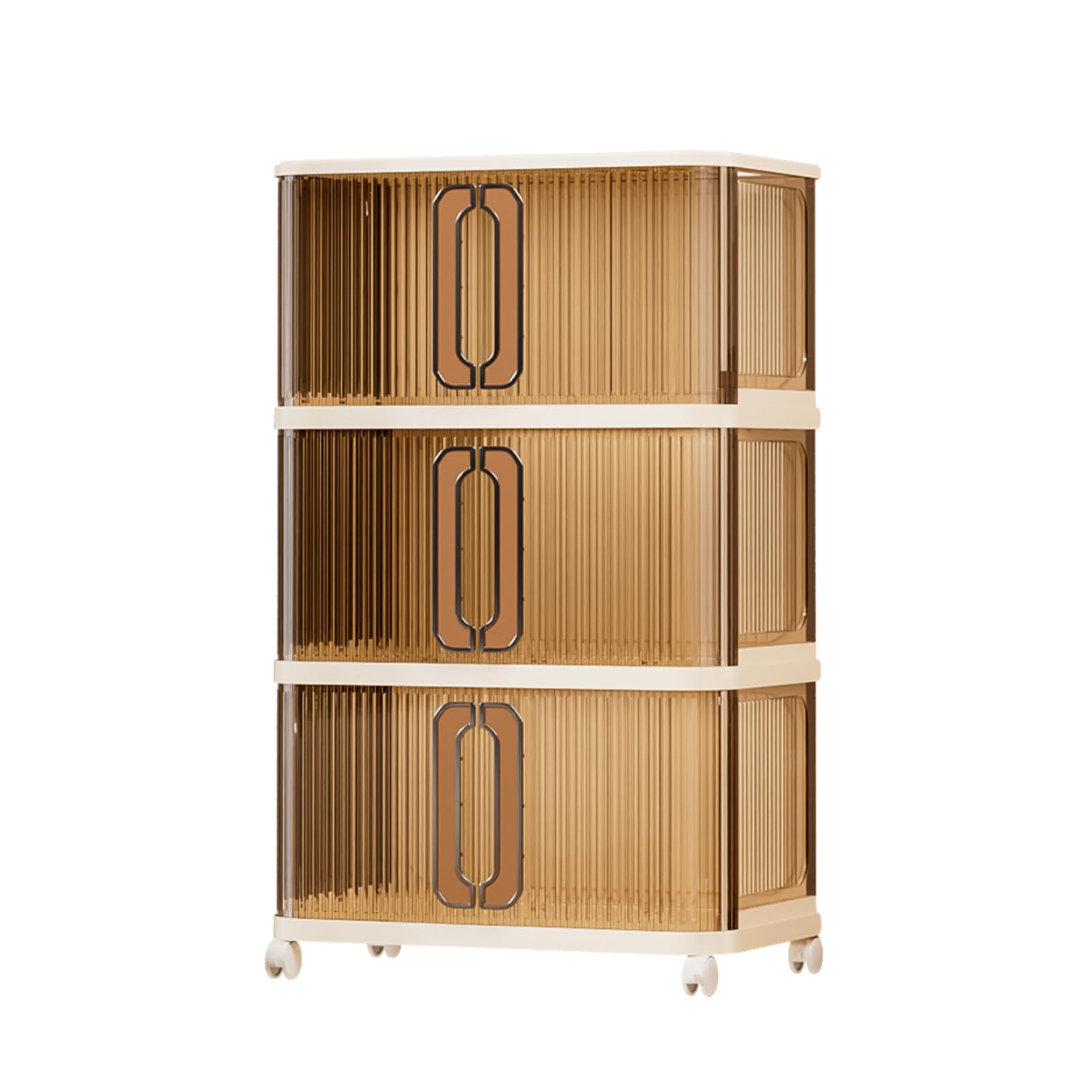 – ACESOME Stackable Storage Boxes, PP Storage Drawers on Wheels, PP Stackable and Collapsible Storage Tower with Individual Lids, Foldable Rolling Storage Boxes with Lids (Coffee, 60L)