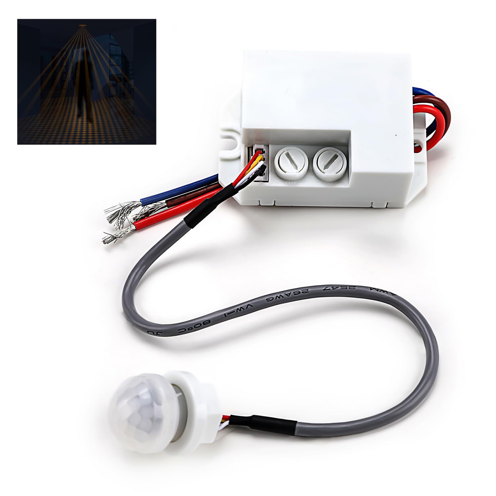 Mini PIR Sensor, Small PIR Sensor Motion Detector Indoor, Ceiling Flush Mount, Infrared Detector with Adjustable Time Delay