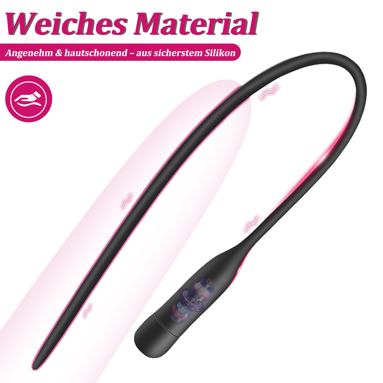 BDSMYEE Dilatateurs Urétraux Électriques en Silicone avec 10 Modes de Vibration, Plug Urétral Vibrant Jouet Sexuel de Massage de la Prostate pour Hommes (Long)