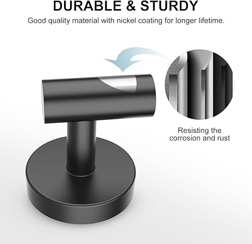 SetSail Towel Hooks for Bathrooms 4 Packs Screw-in Matte Black Bathroom Towel Hook Wall Mounted Stainless Steel Shower Towel Hooks for Coat Hanging, Drill Hole(Black,12 Packs)