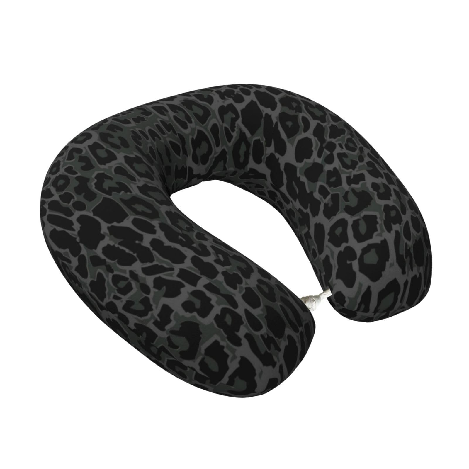 LKYMOH Seamless Black Leopard Print, Travel Neck Pillow U-Shaped Memory Neck Support Soft Comfortable With Washable Cover For Airplane Car Traveling and Office