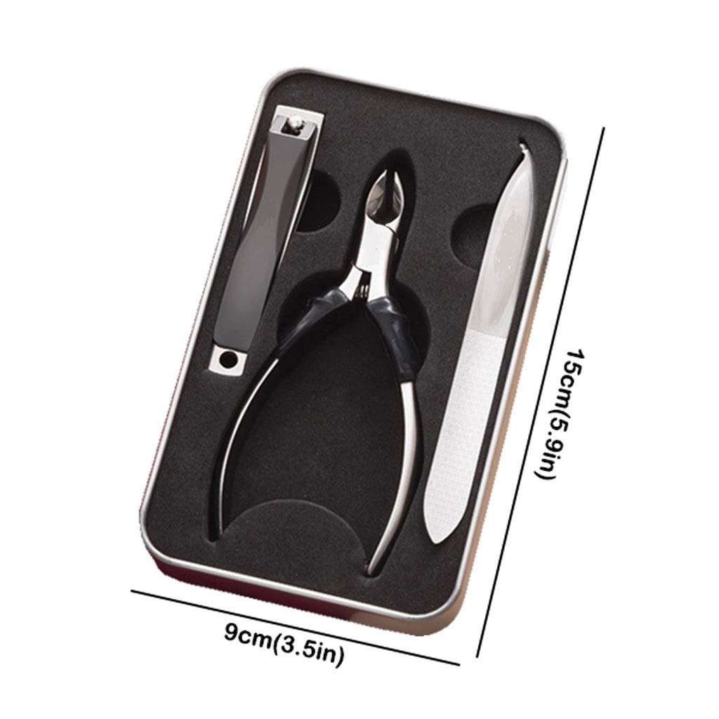 Coupe-Ongles Dames et Coupe-Ongles Hommes 3 pièces Set Pédicure Ongles en Acier Inoxydable Clippers Ensemble d'outils ménagers Ongle Couteau (Argent) Art Ongle