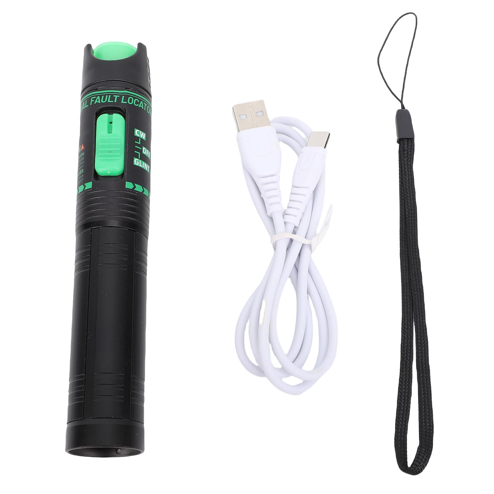 Risegun 30KM Visual Fault Locator Fiber Tester, Rechargeable VFL Non Touch Portable Optic Cable Tester Meter Finder Green Light for CATV