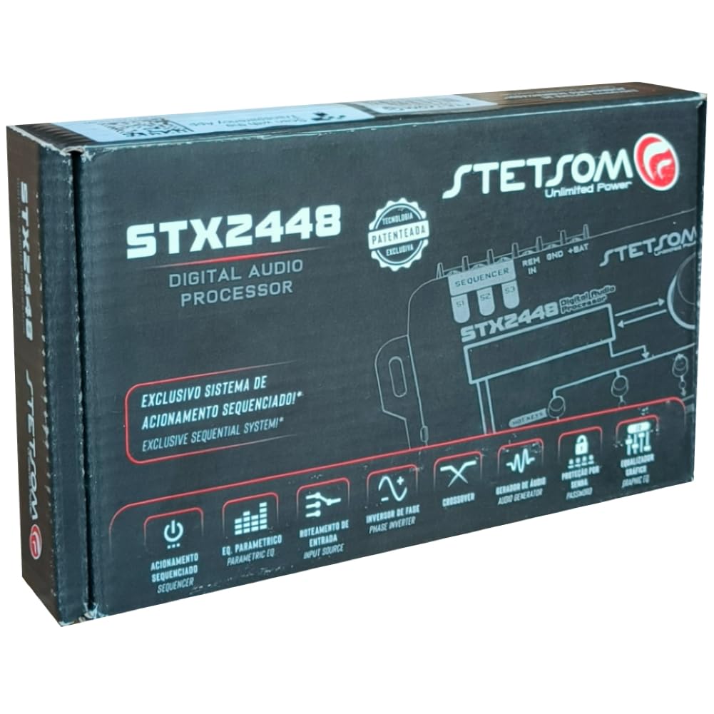 Kit Set para Stetson STX2448 1 Procesador de Audio Digital de 4 Canales, Pantalla LCD, 2 entradas de Audio, 4 Salidas Independientes, para Coche, 1 Pieza