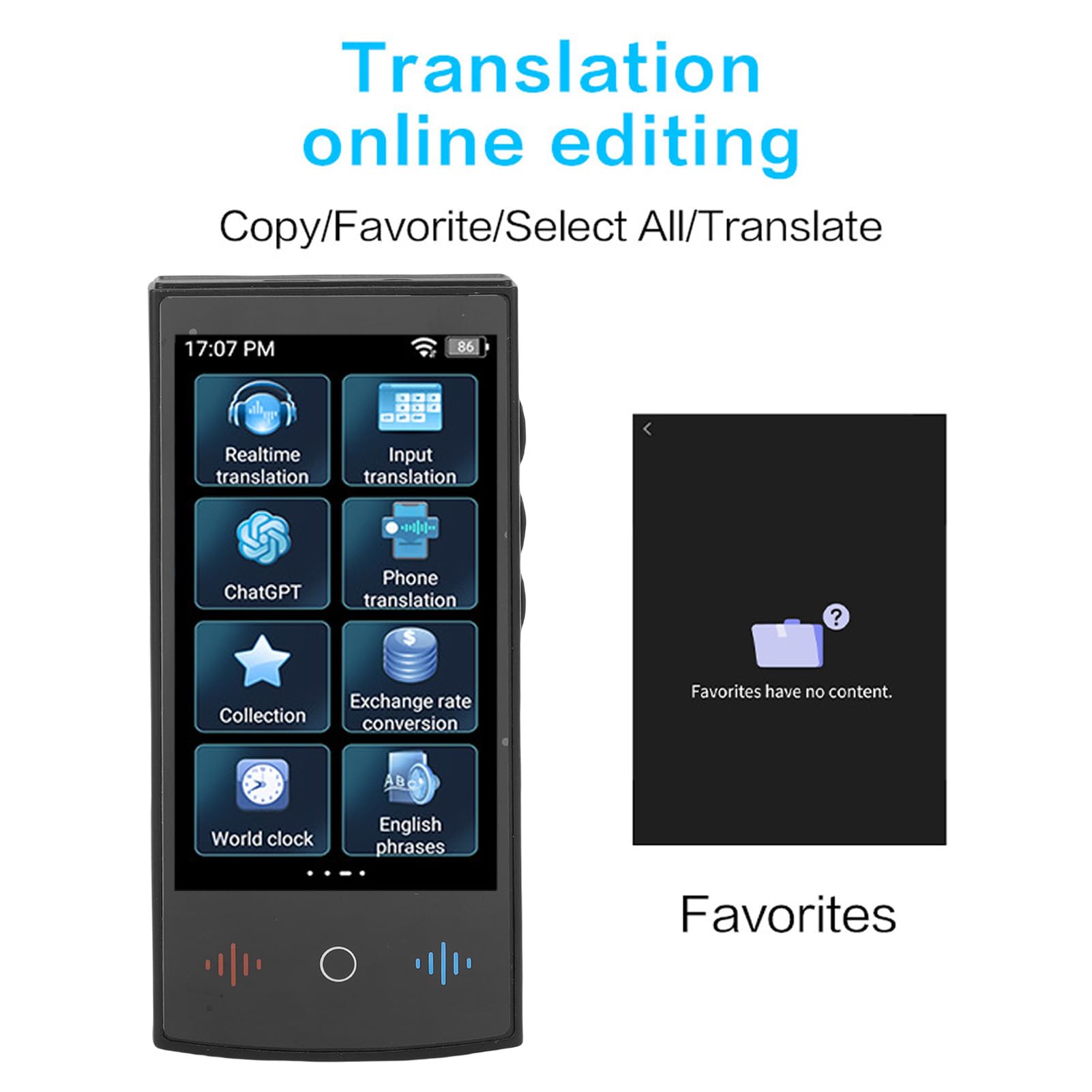 Yctze Appareil de Traduction de Langue Intelligent avec Prise en Charge Hors Ligne 160 Langues, Traduction de Photos 5MP, Reconnaissance Vocale et Fonctionnalités Multifonctionnelles pour Les