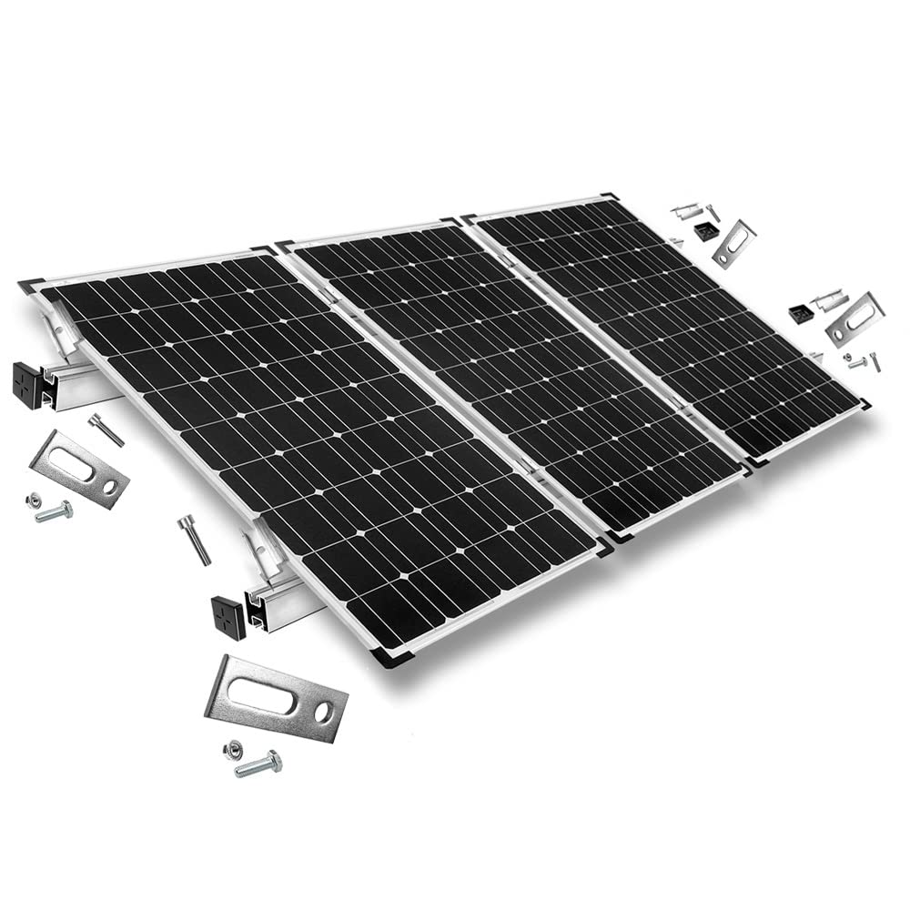 Zestaw mocujący ze śrubami trzpieniowymi do montażu dachów skośnych, 3 panele solarne, wysokość ramy 30 mm