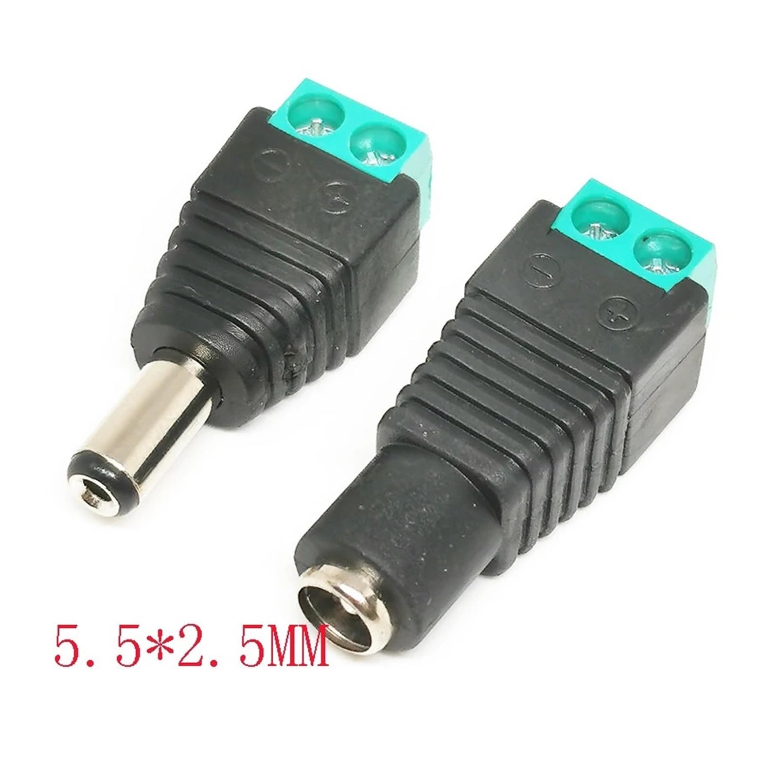 Adapter DC Power Plug 5,5 x 2,1/2,5 mm i 3,5 x 1,35 mm męski żeński łącznik do taśmy LED 1/5/10 pary (5,5 x 2,5, 10 pary)