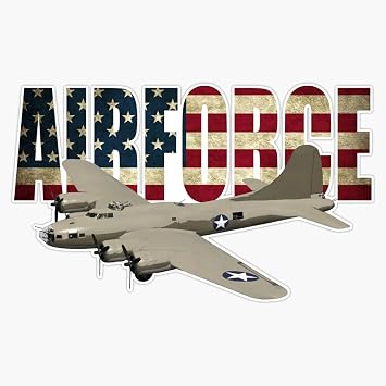 HOF Trading B-17 Flying Fortress Bomber Plane Usaaf Ww2 WWII Us Fag Vinyl Sticker Waterproof Decal Laptop Wall Window Bumper Sticker 5"