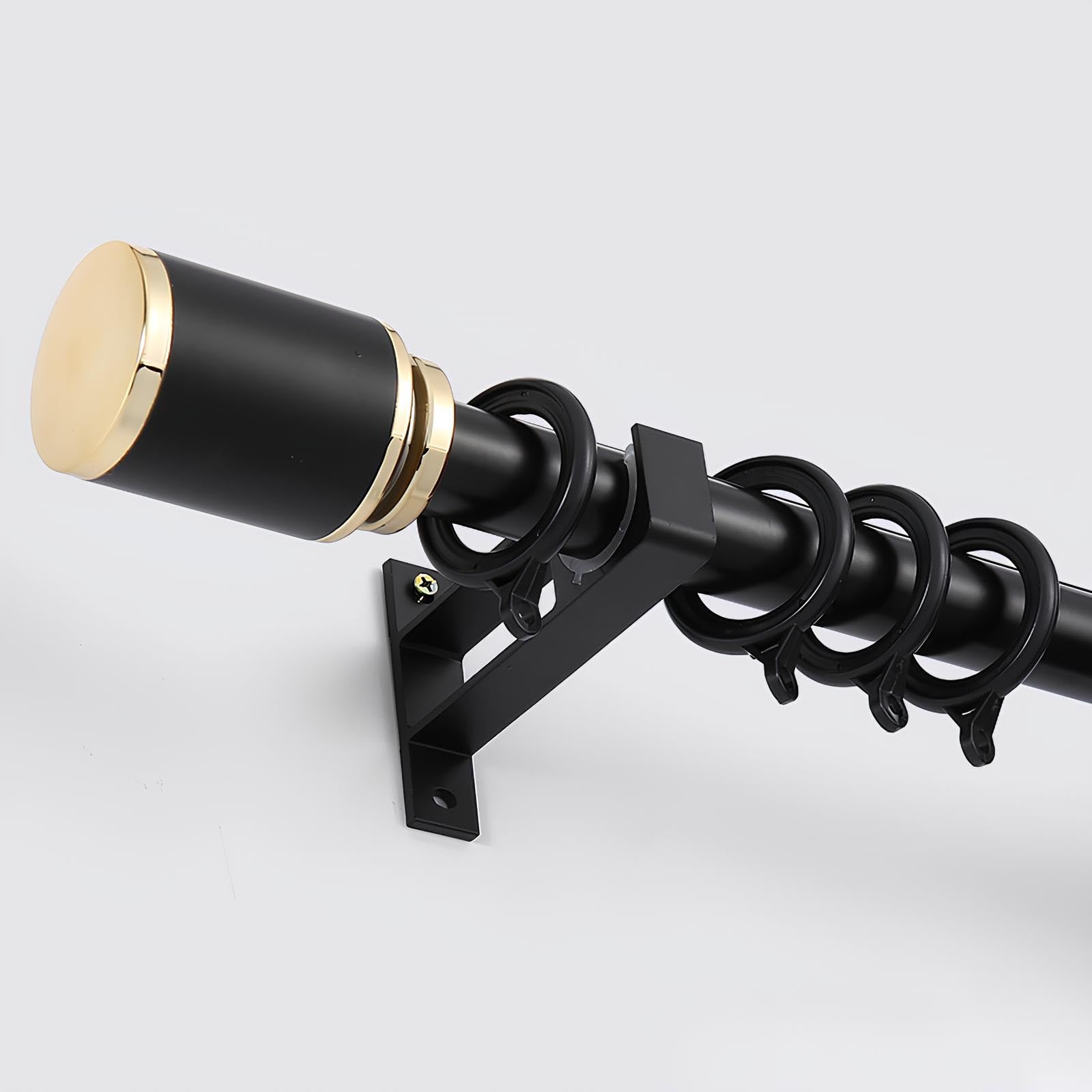 GLDYTVF Adjustable Curtain Poles for Windows 70-600cm - 28mm Thin Metal Rods for Eyelet & Roman Curtains - Black Room Divider with Brackets (90cm/2.9ft)