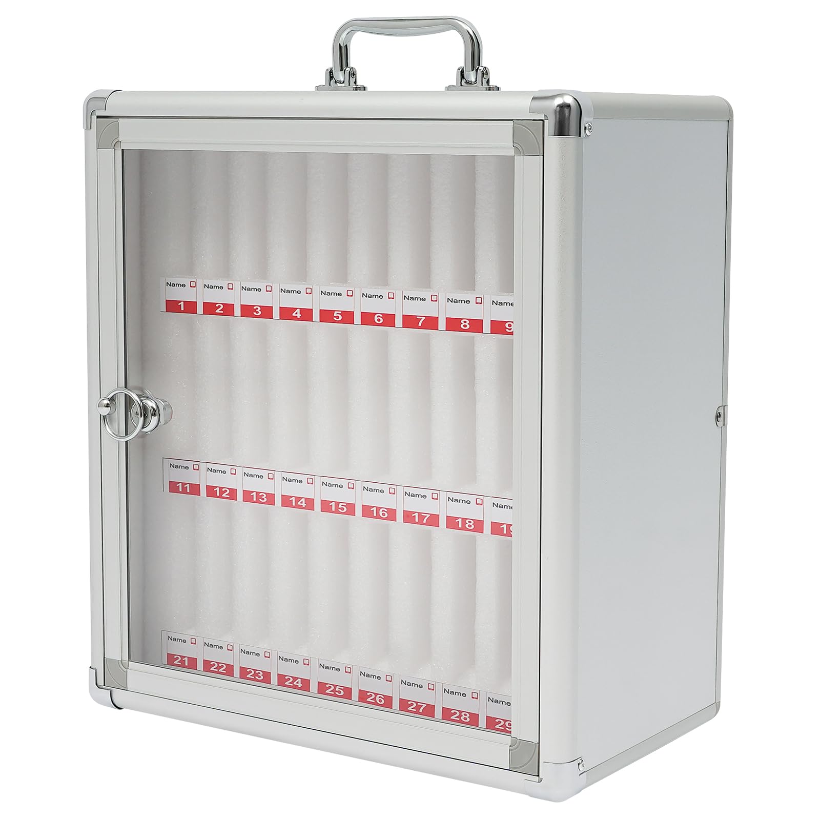 NEATOOM 30 Slots Cell Phone Locker, Aluminum Alloy Cell Phones Storage Cabinet, Freestanding & Wall Mounted Cell Phones Storage Cabinet with Lock for Office Classroom Gym