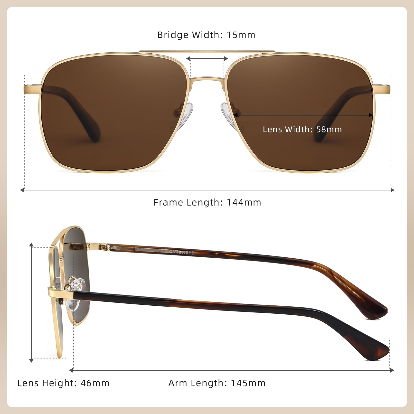 Lentes de sol polarizados de aviador para hombres y mujeres, protección UV400, retro, cuadrados, frescos, gafas de sol