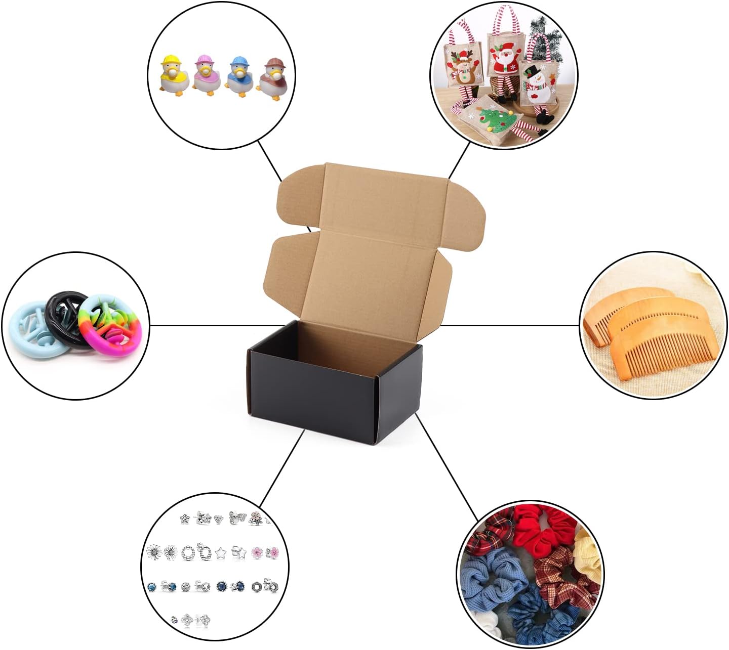 Hoikwo 25 Pack 6x4x3 Shipping Boxes for Small Business, Black Packaging Cardboard Boxes, Moving Mailing Packing Box