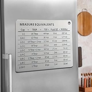 Measurement Conversion Refrigerator Magnet, Stainless Steel Refrigerator Magnet Designed for Kitchen Use, Refrigerator Magnet for Cups Tablespoons Teaspoons Fluid Oz Milliliters