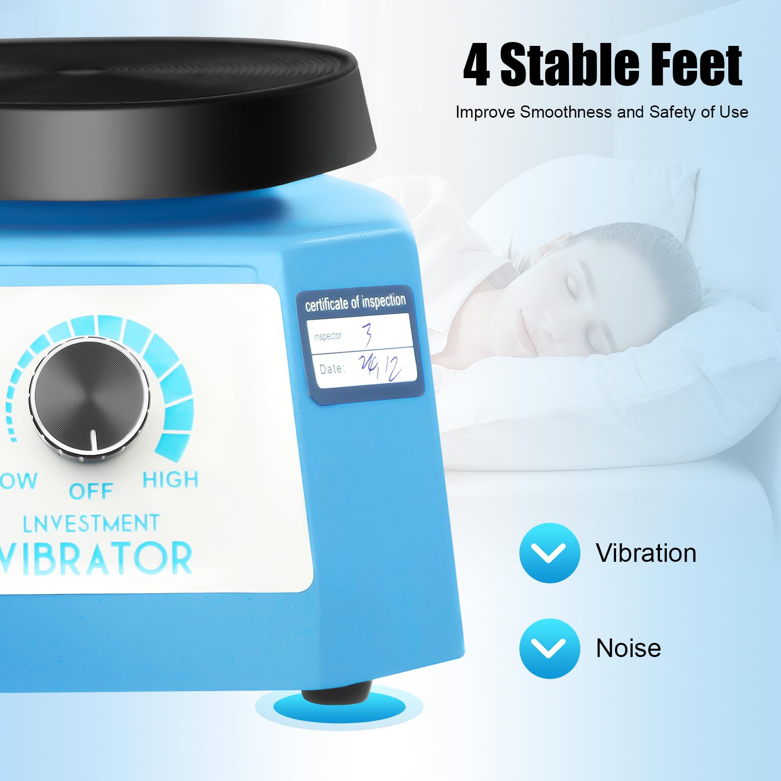 Gipsrüttler Rüttelplatte, 70W 220V Rüttelplatte Gipsrüttler, Round mit Antivibrationsfüße Oszillator für lab Dentalformen, Gummiformung, Labor Casting, Blau