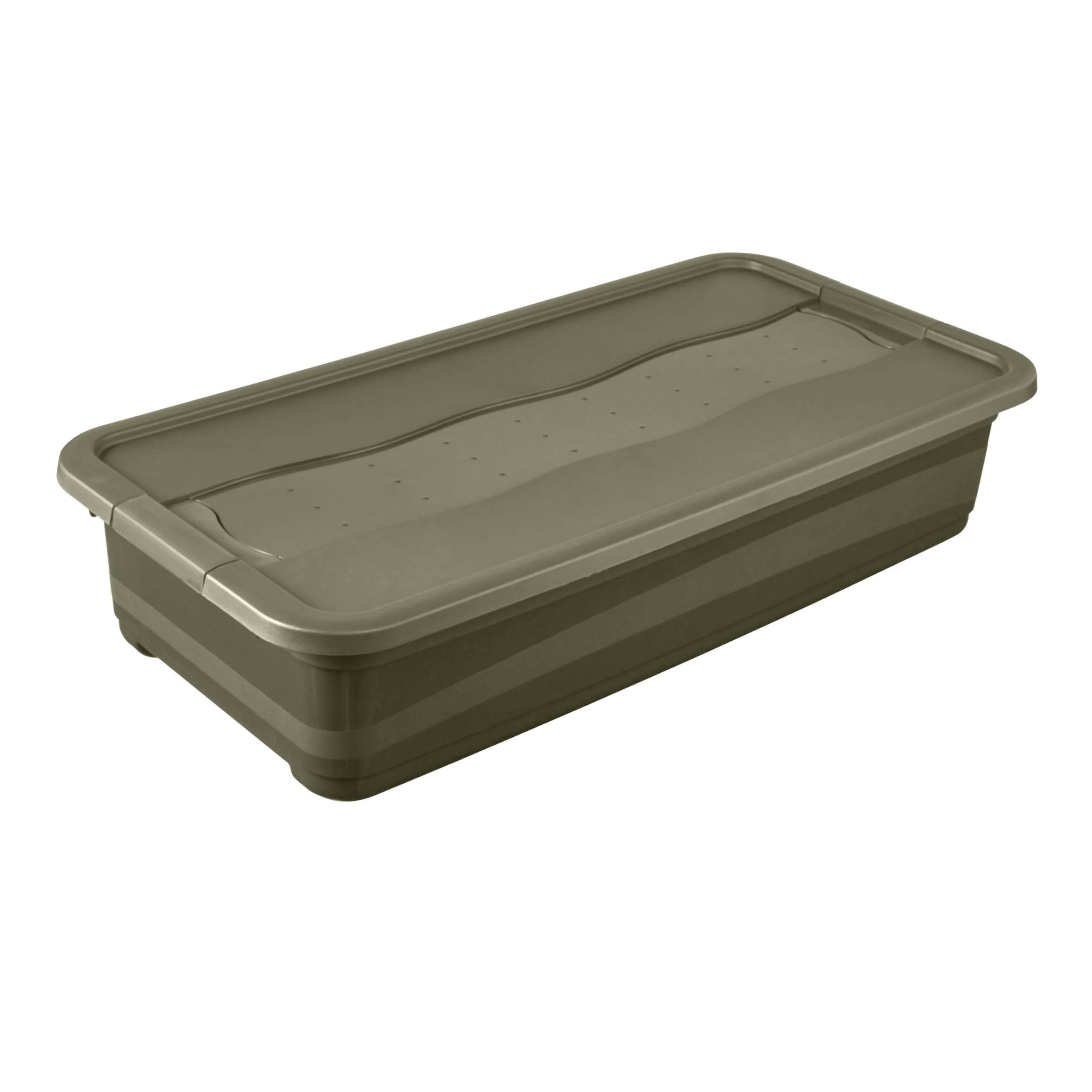 keeeper eckhart transport container with lid and sliding lock, 33 l, extra sturdy, 79.5 x 39.5 x 17 cm, olive green (Olive)