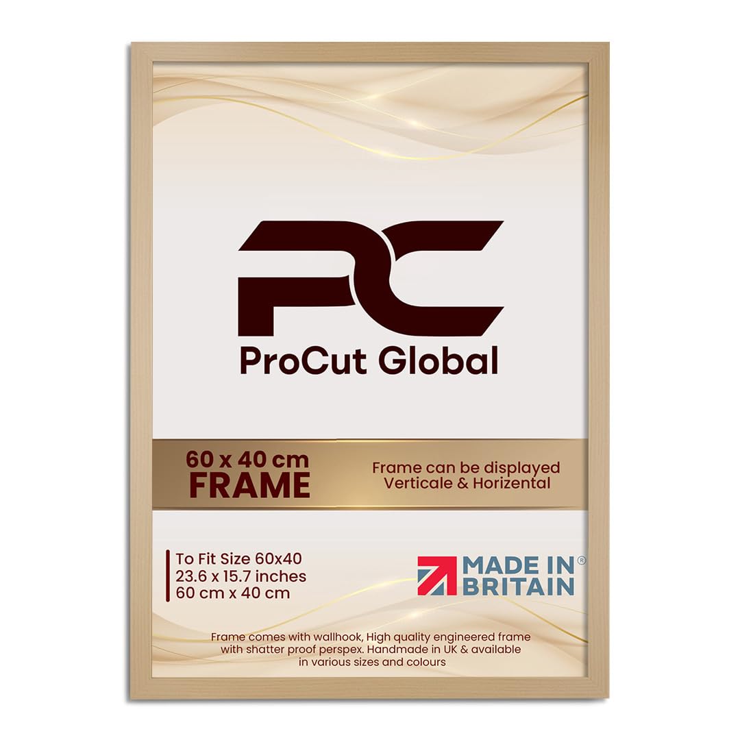 Procut Global 60X40CM Country Pine Picture Frames - Modern Wooden Photo Frame with Shatterproof Perspex for Wall or Tabletop - Perfect for Posters, Certificates, Prints - Sizes & Colors Available
