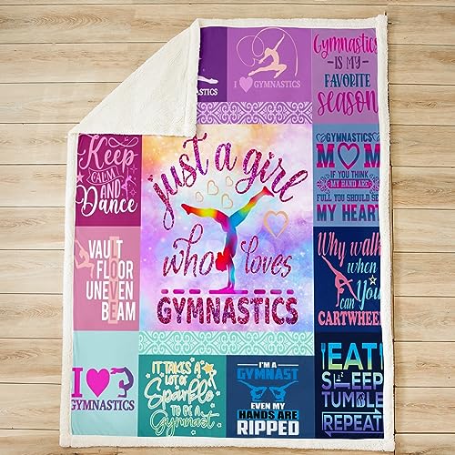 Gymnastics Fleece Throw Blanket Kids Girls Gymnastics Plush Blanket for Boys Teens Sherpa Blanket Gifts for Gymnasts Lovers Purple Fuzzy Blanket Room Decor Single 50x60 Inch - Image 2
