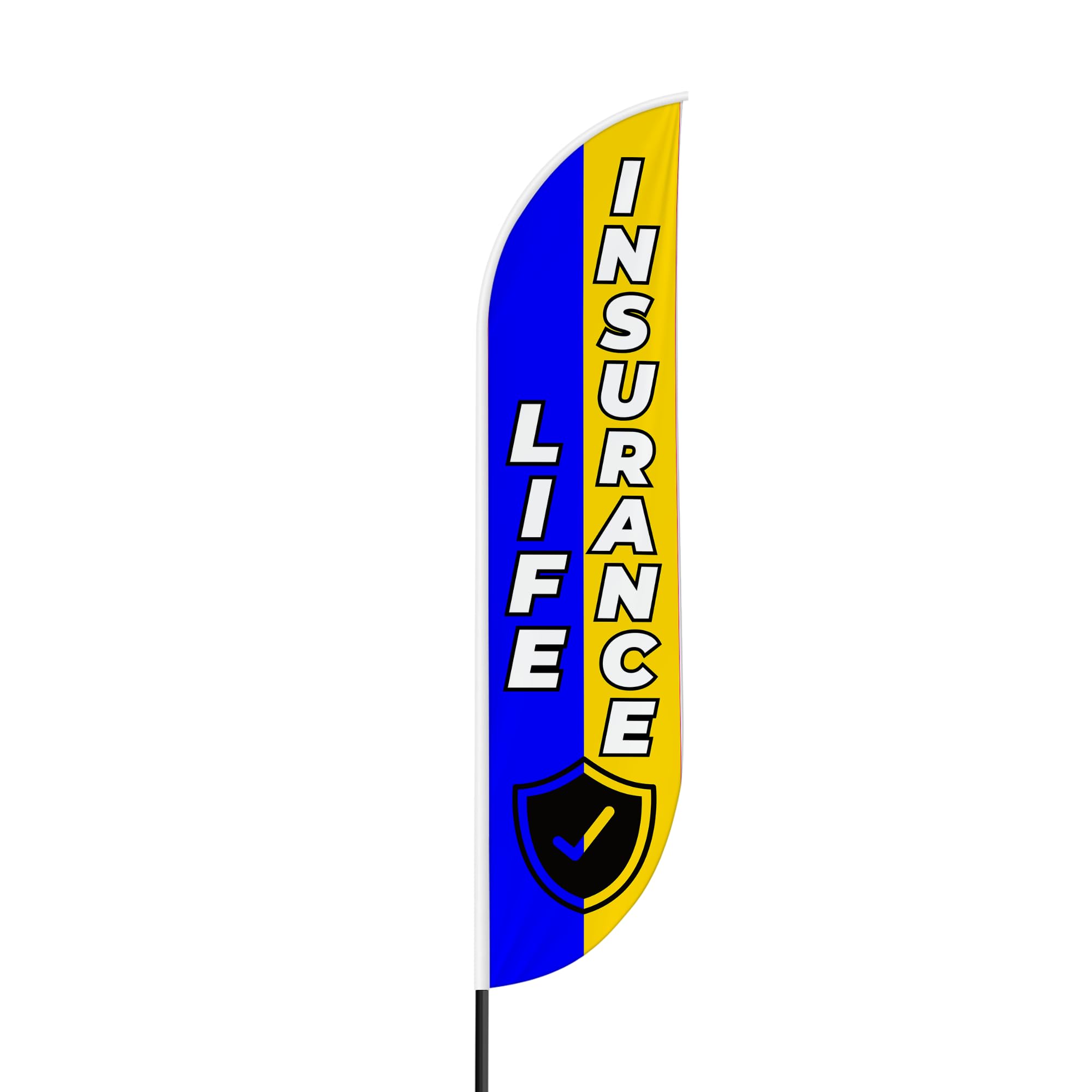 Life Insurance Sign feather flag for Outdoor by Mavis Print | 11.5 FEET Long Polyester Outdoor Banner Flag for Easy Hang | HD Print Swooper I Flag