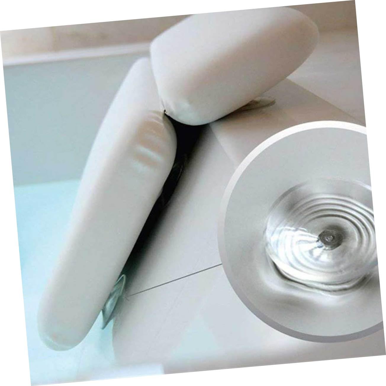 Cuscino Bagno in Spugna PU con Ventosa Antiscivolo Supporto Cervicale Ergonomico per Vasca e Spa Bianco